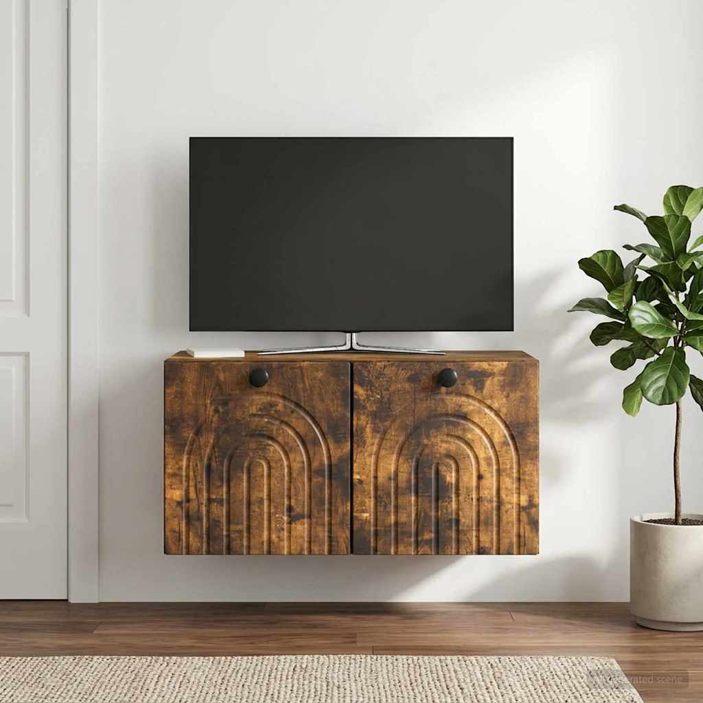 vidaXL Wall-Mounted TV Cabinet Smoked Oak 59.5 x 31 x 30 cm