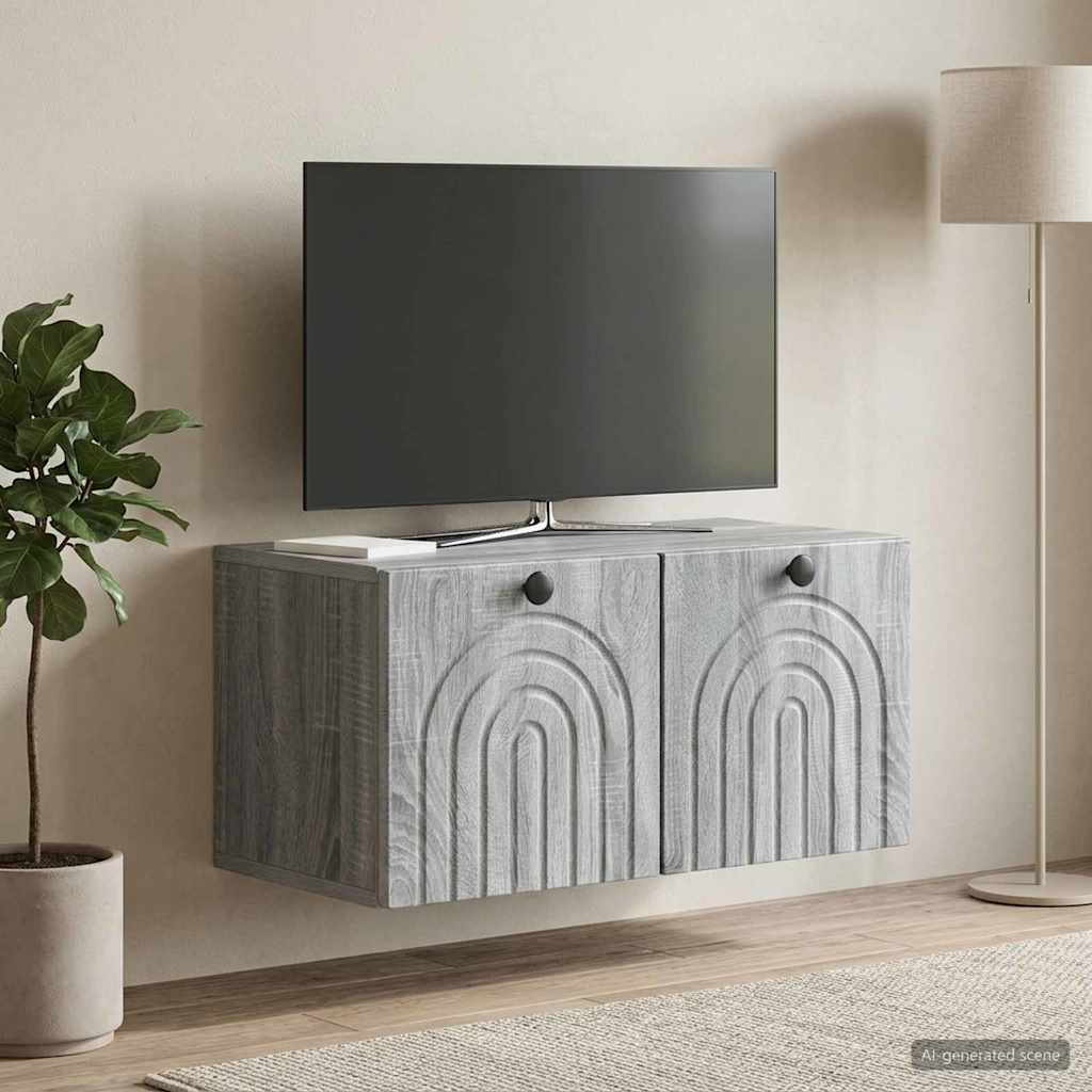 vidaXL Wall-Mounted TV Cabinet Grey Sonoma 59.5 x 31 x 30 cm