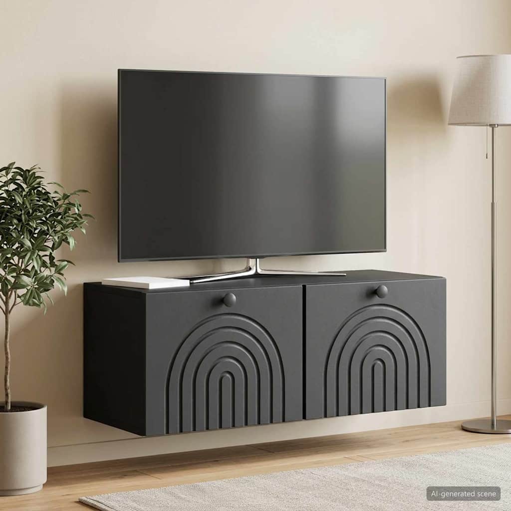 vidaXL Wall-Mounted TV Cabinet Black 78.5 x 31 x 30 cm Engineered Wood