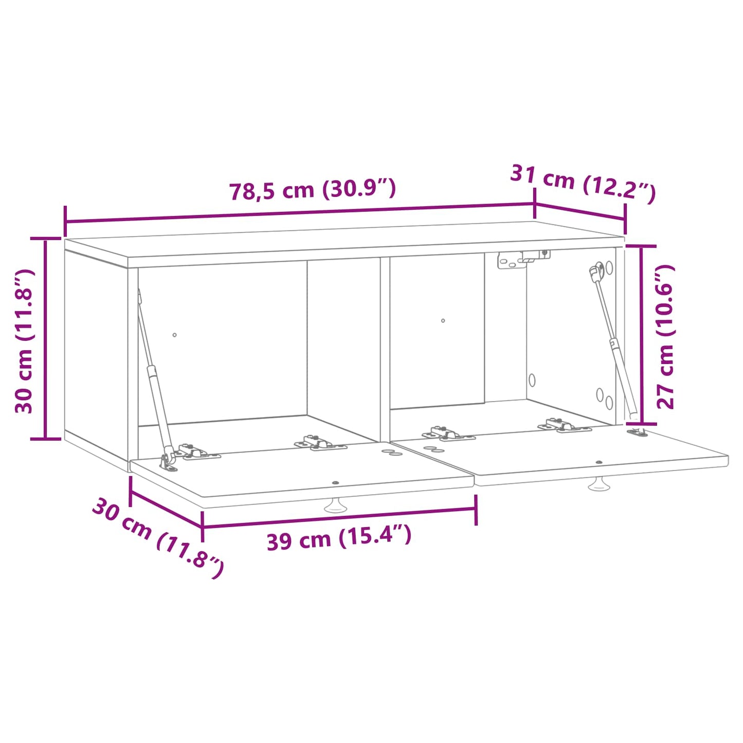 vidaXL Wall-Mounted TV Cabinet Smoked Oak 78.5 x 31 x 30 cm