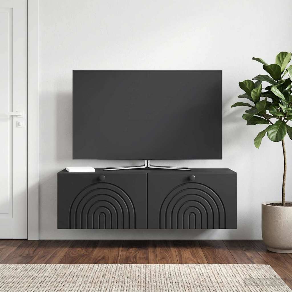 vidaXL Wall-Mounted TV Cabinet Black 98 x 31 x 30 cm Engineered Wood