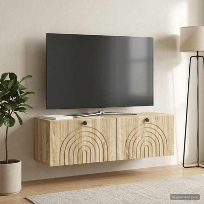 vidaXL Wall-Mounted TV Cabinet Wall-mounted Sonoma Oak 98 x 31 x 30 cm