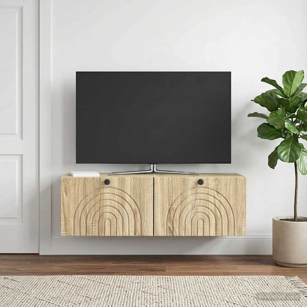 vidaXL Wall-Mounted TV Cabinet Wall-mounted Sonoma Oak 98 x 31 x 30 cm