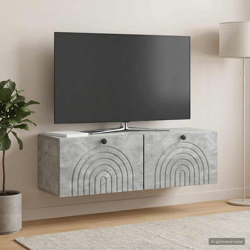 vidaXL Wall-Mounted TV Cabinet Concrete Grey 98 x 31 x 30 cm
