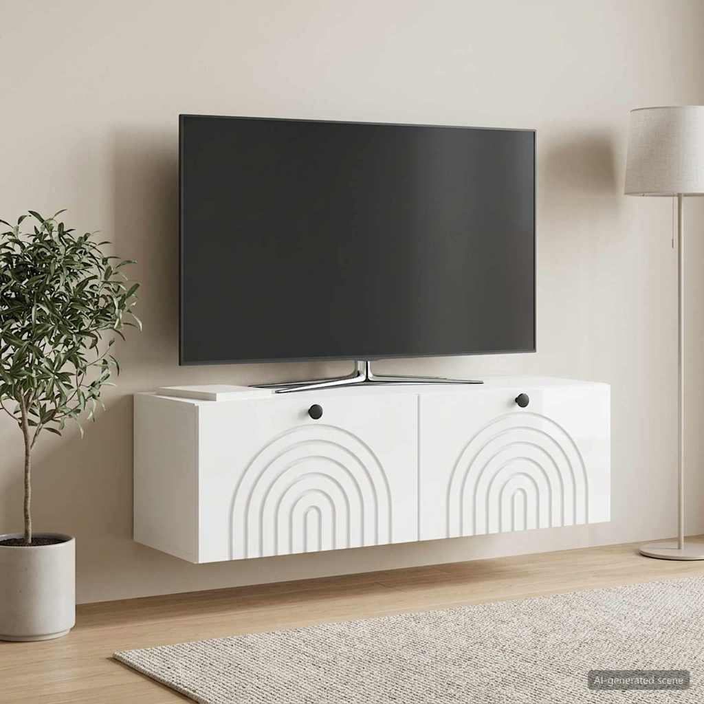 vidaXL Wall-Mounted TV Cabinet High Gloss White 98 x 31 x 30 cm