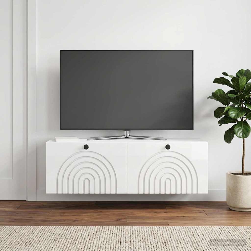 vidaXL Wall-Mounted TV Cabinet High Gloss White 98 x 31 x 30 cm