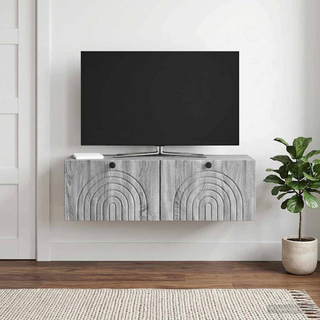 vidaXL Wall-Mounted TV Cabinet Grey Sonoma 98 x 31 x 30 cm