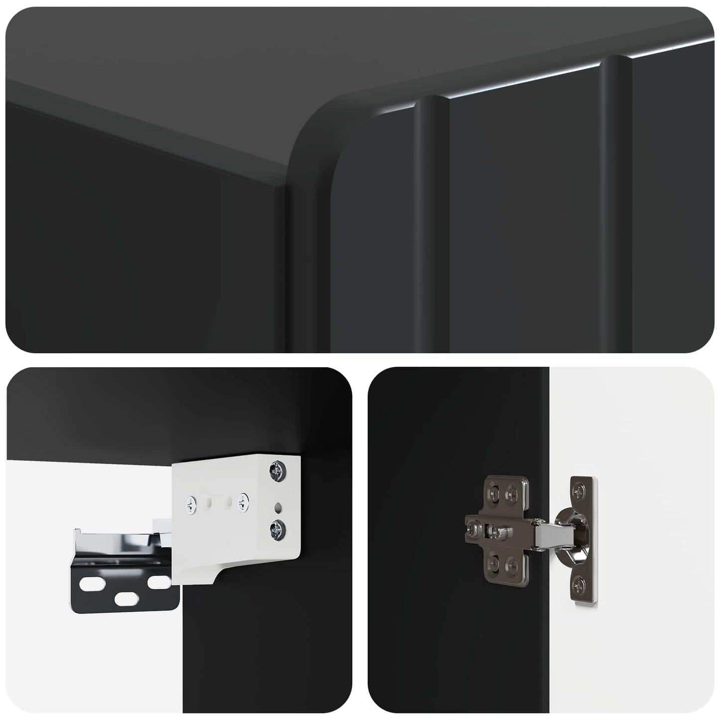 vidaXL Wall-Mounted Cabinet Black 66 x 34.5 x 92 cm Engineered Wood