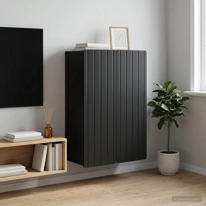 vidaXL Wall-Mounted Cabinet Black 66 x 34.5 x 92 cm Engineered Wood