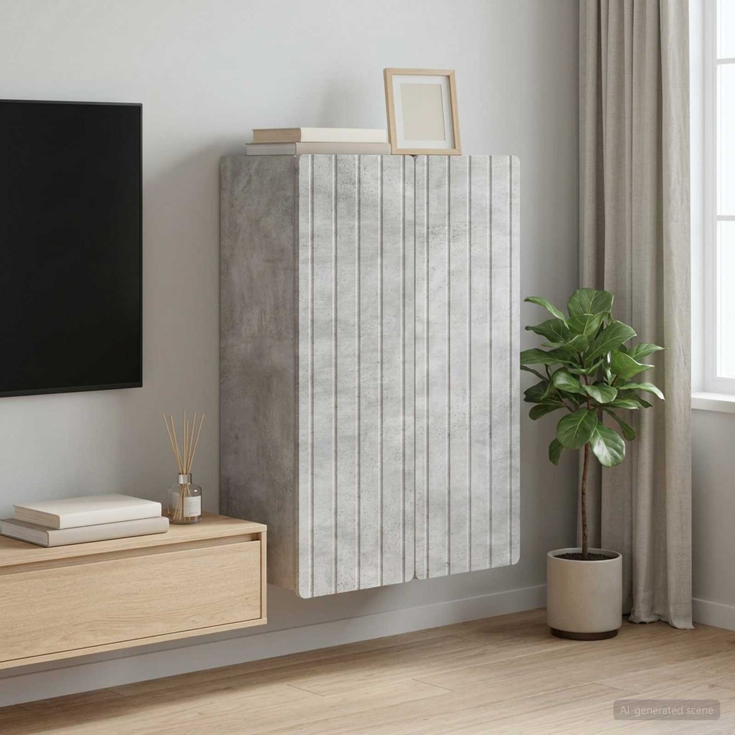 vidaXL Wall-Mounted Cabinet Concrete Grey 66 x 34.5 x 92 cm