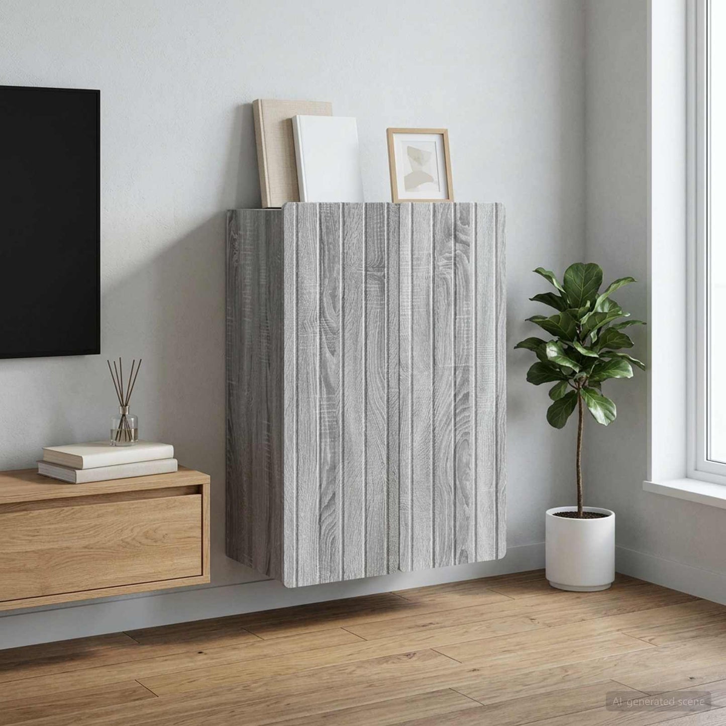 vidaXL Wall-Mounted Cabinet Grey Sonoma 66 x 34.5 x 92 cm