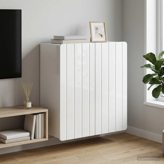 vidaXL Wall-Mounted Cabinet High Gloss White 59 x 31 x 64 cm