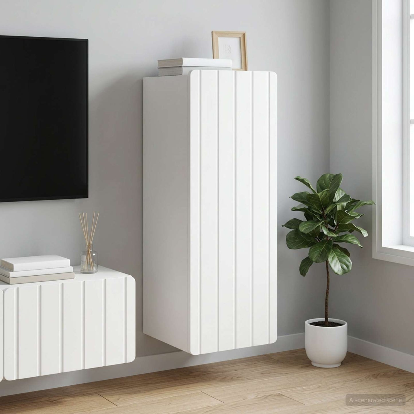vidaXL Wall-Mounted Cabinet White 33 x 34.5 x 94 cm Engineered Wood