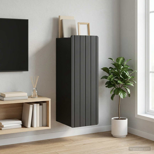 vidaXL Wall-Mounted Cabinet Black 33 x 34.5 x 94 cm Engineered Wood