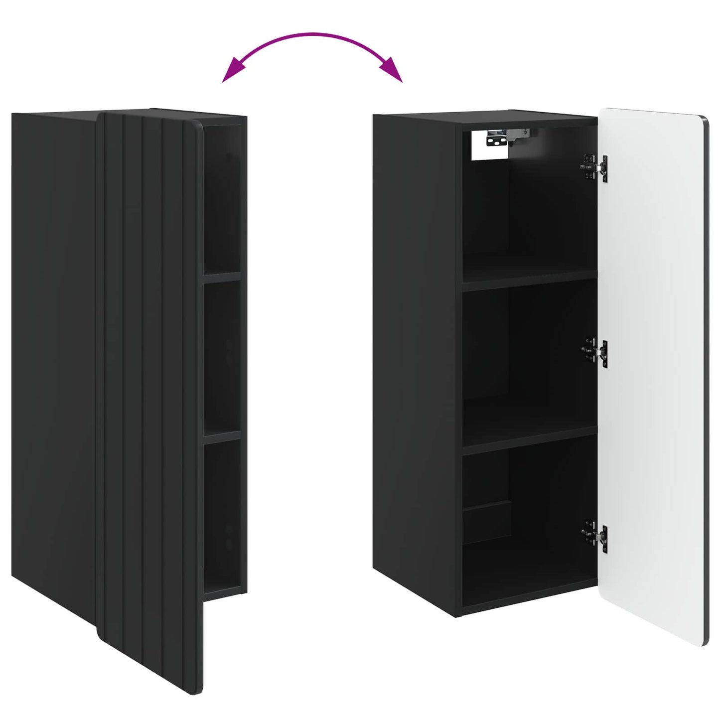 vidaXL Wall-Mounted Cabinet Black 33 x 34.5 x 94 cm Engineered Wood