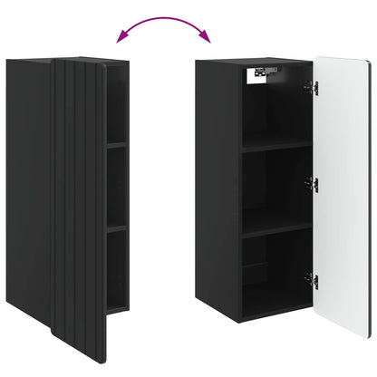 vidaXL Wall-Mounted Cabinet Black 33 x 34.5 x 94 cm Engineered Wood