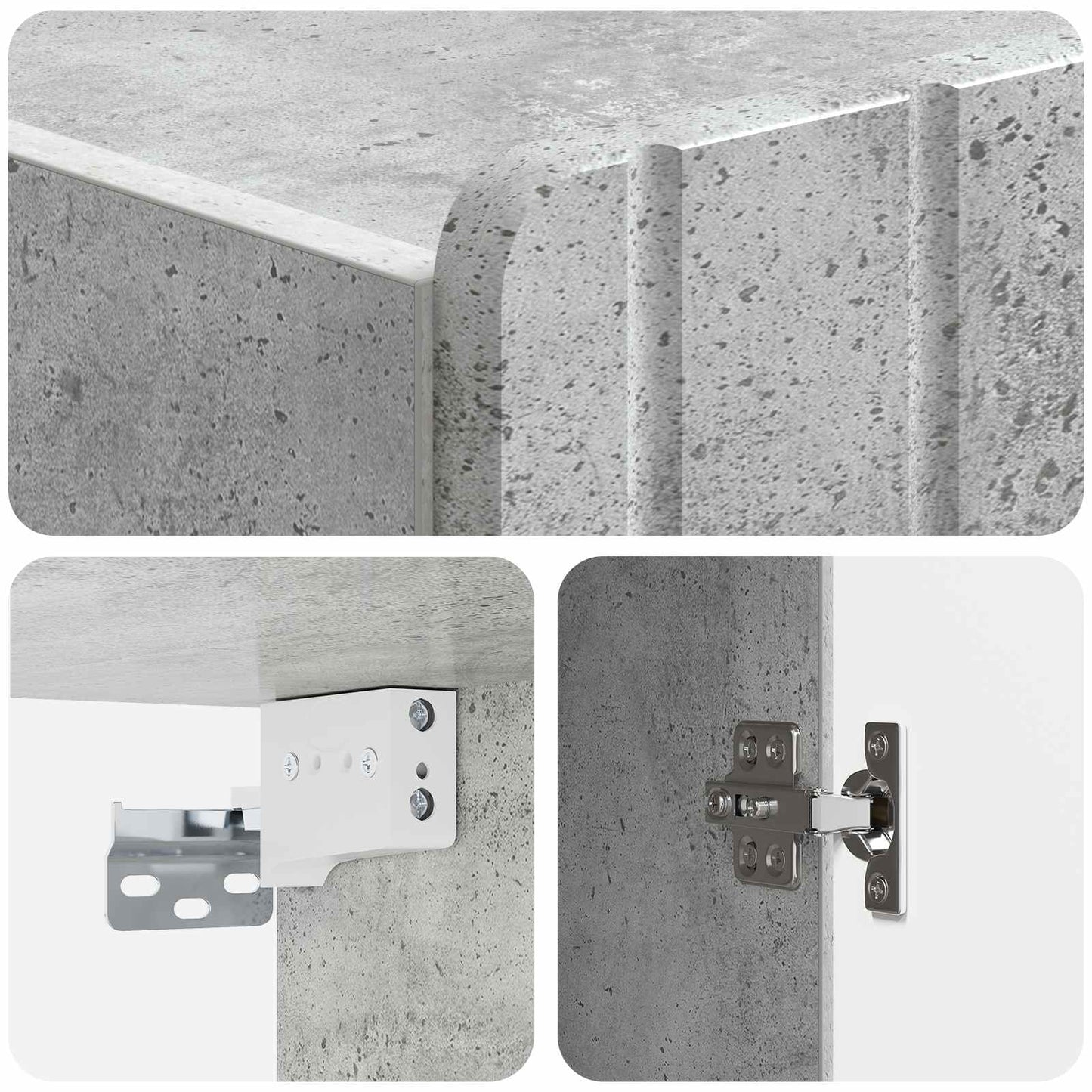 vidaXL Wall-Mounted Cabinet Concrete Grey 33 x 34.5 x 94 cm