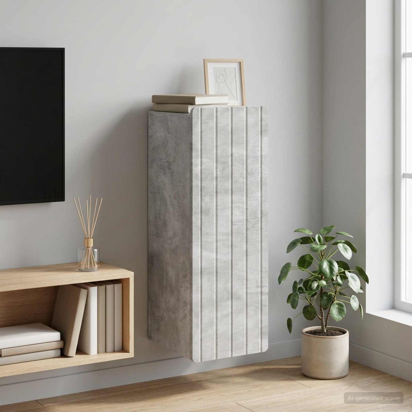vidaXL Wall-Mounted Cabinet Concrete Grey 33 x 34.5 x 94 cm