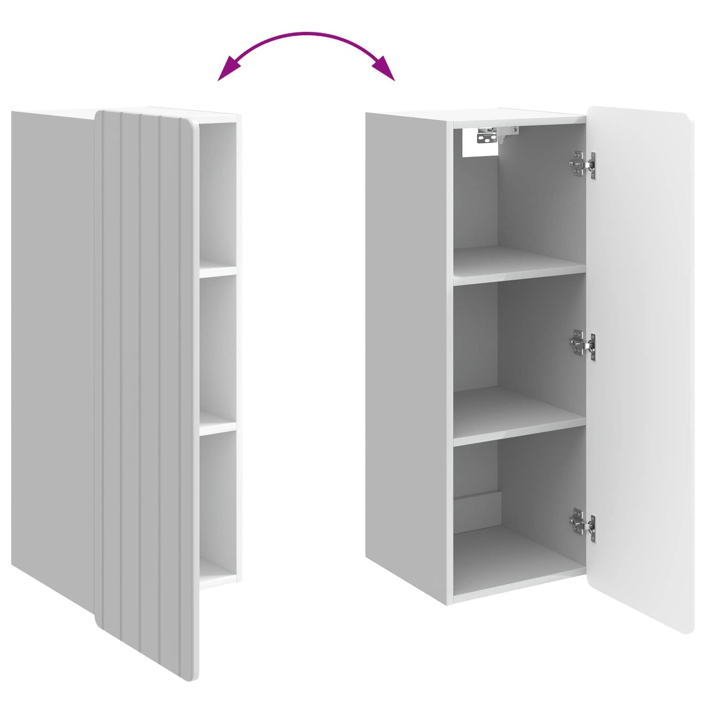 vidaXL Wall-Mounted Cabinet High Gloss White 33 x 34.5 x 94 cm