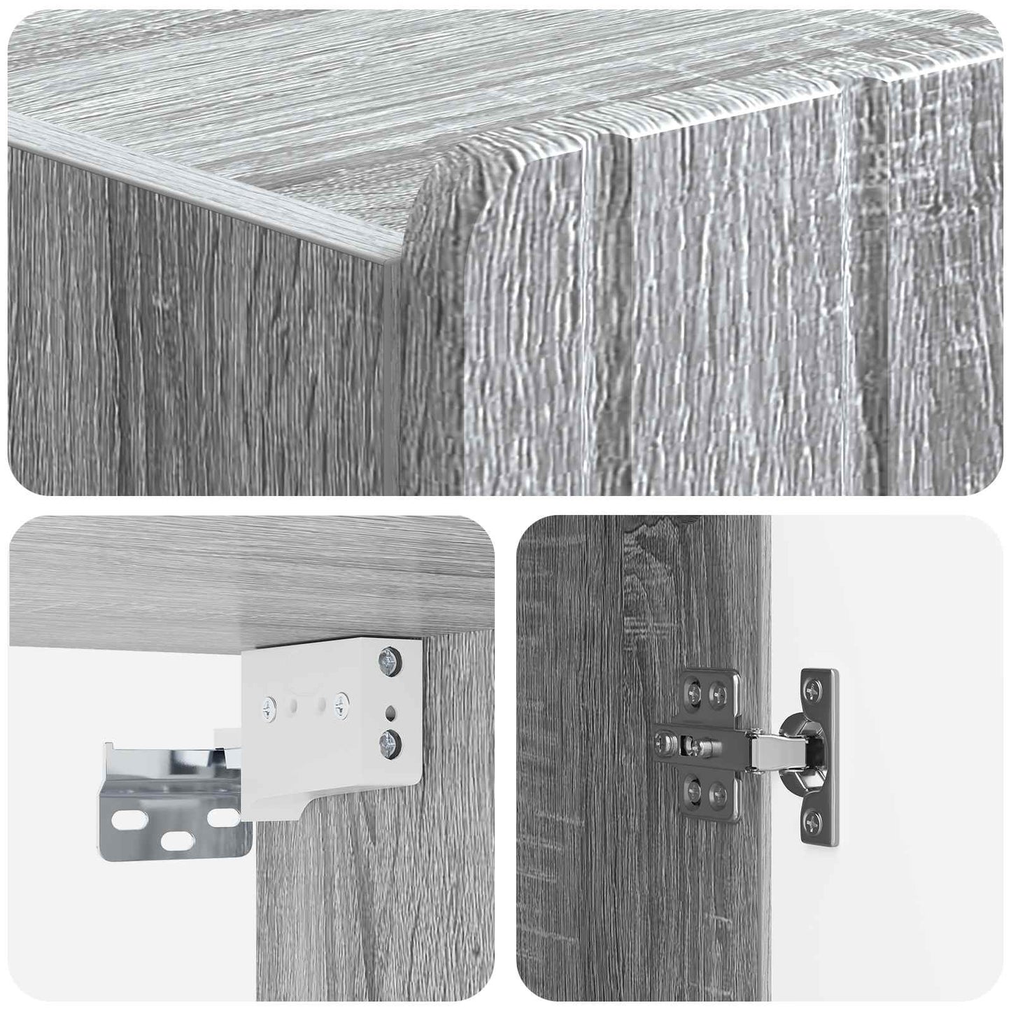 vidaXL Wall-Mounted Cabinet Grey Sonoma 33 x 34.5 x 94 cm