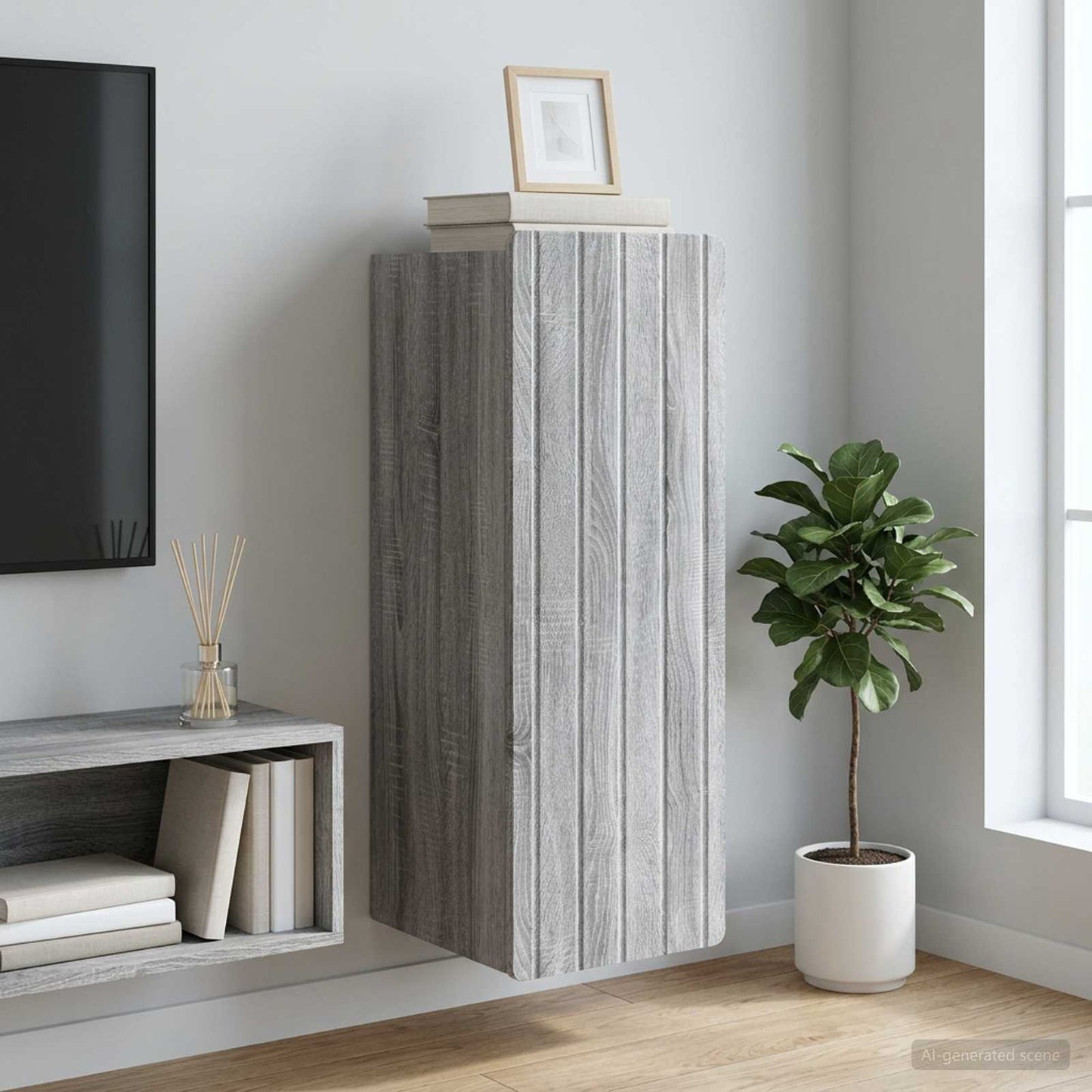 vidaXL Wall-Mounted Cabinet Grey Sonoma 33 x 34.5 x 94 cm