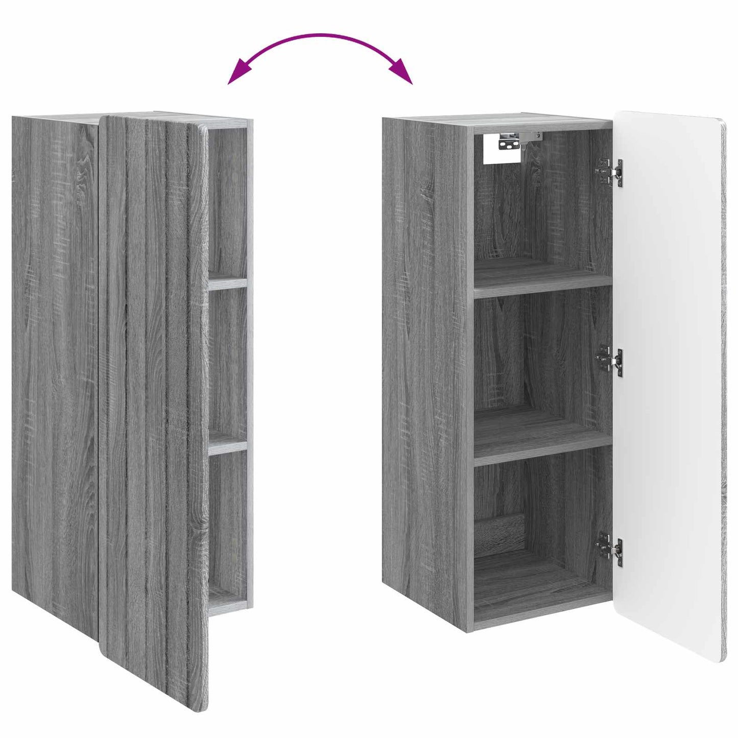 vidaXL Wall-Mounted Cabinet Grey Sonoma 33 x 34.5 x 94 cm