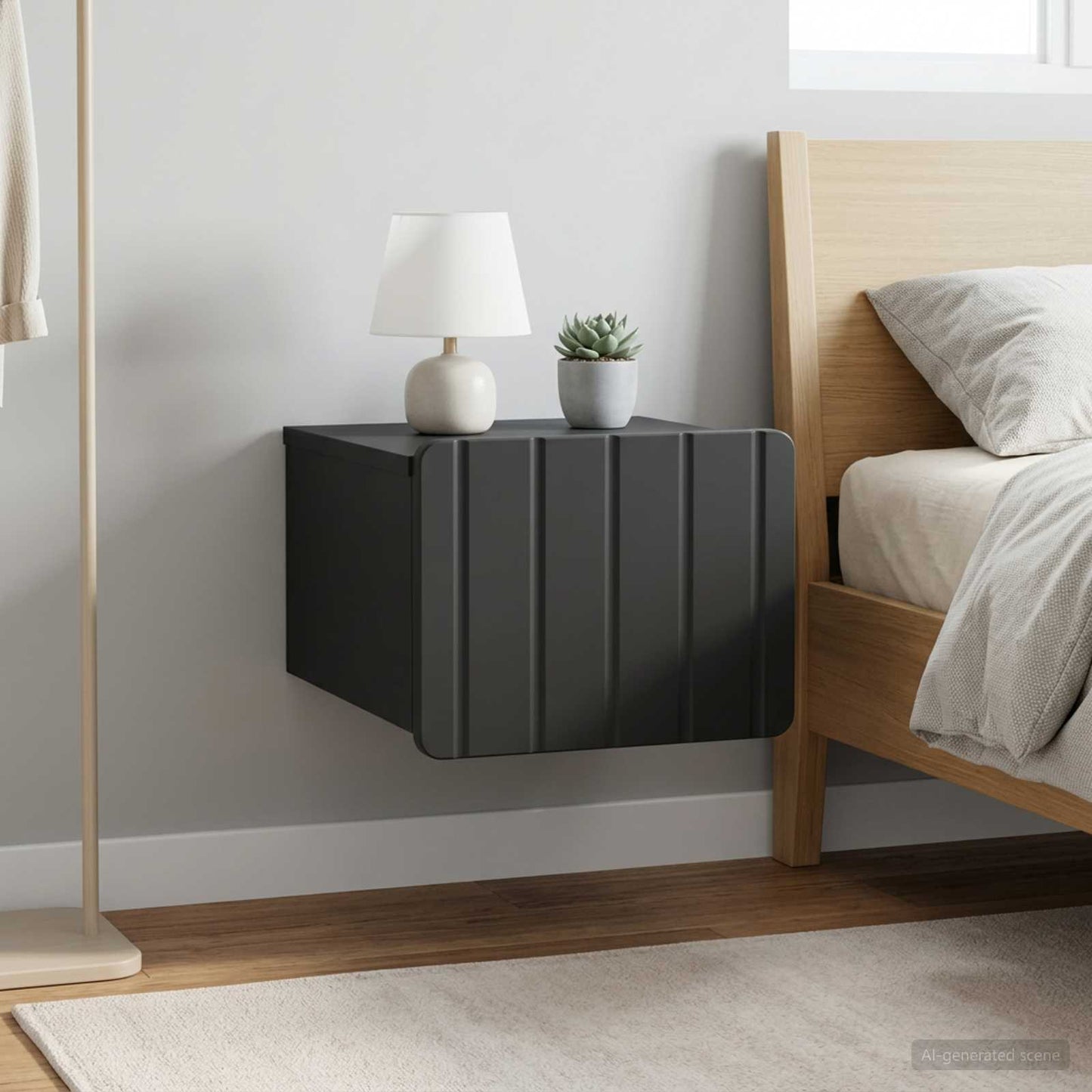 vidaXL Wall-Mounted Bedside Cabinet 2 pcs Black 33 x 34.5 x 24 cm