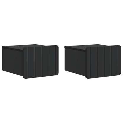 vidaXL Wall-Mounted Bedside Cabinet 2 pcs Black 33 x 34.5 x 24 cm