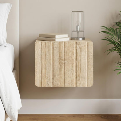 vidaXL Wall-Mounted Bedside Cabinet Sonoma Oak 33 x 34.5 x 24 cm