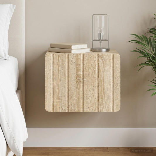 vidaXL Wall-Mounted Bedside Cabinet Sonoma Oak 33 x 34.5 x 24 cm
