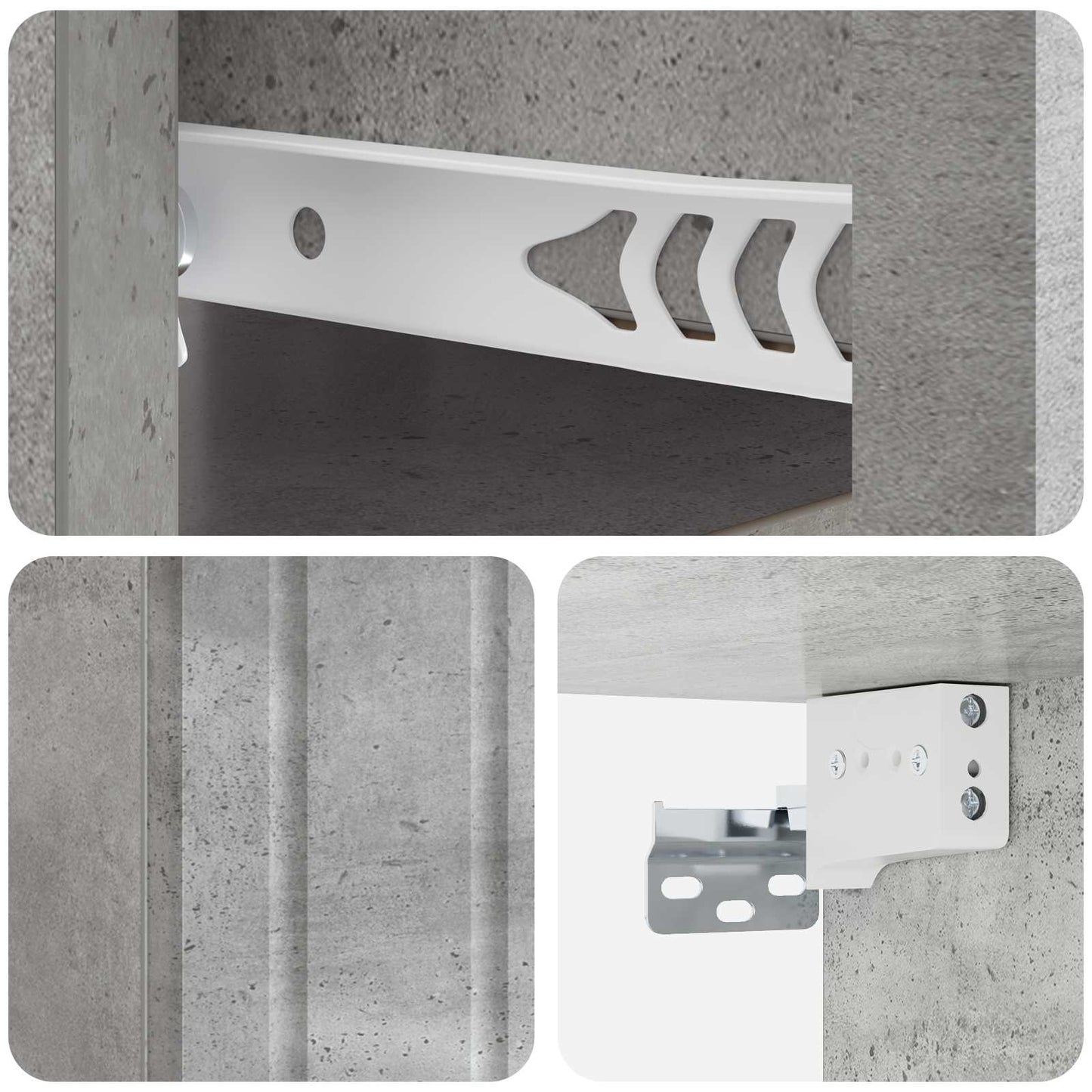 vidaXL Wall-Mounted Bedside Cabinet Concrete Grey 33 x 34.5 x 24 cm