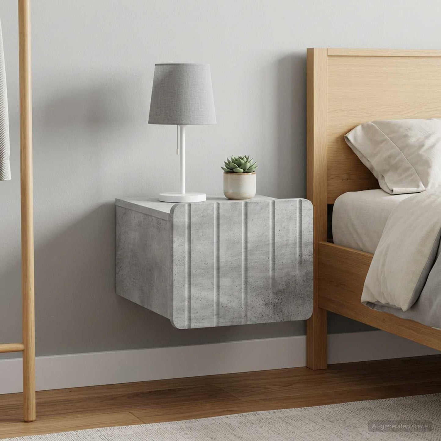 vidaXL Wall-Mounted Bedside Cabinet with Drawer 2 pcs Concrete Grey