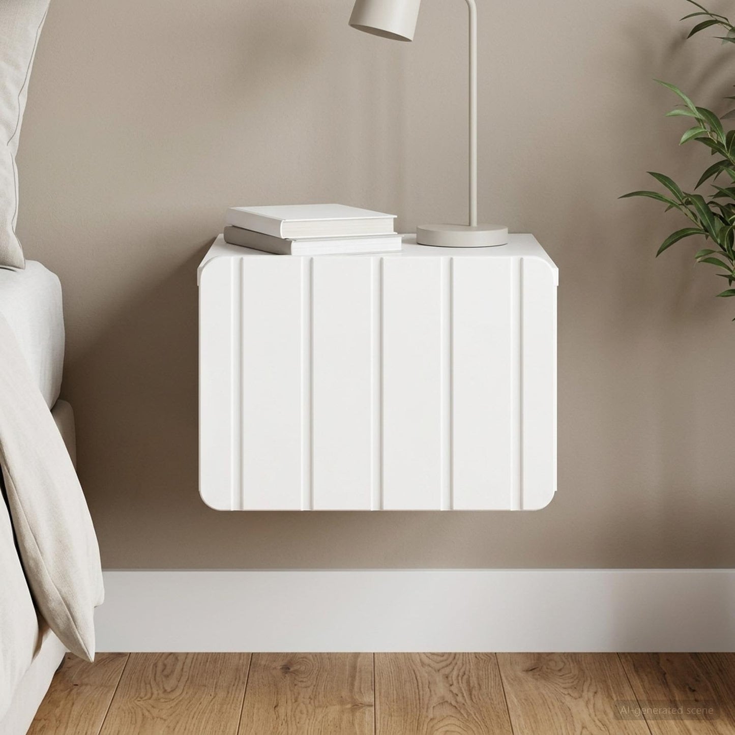 vidaXL Wall-Mounted Bedside Cabinet High Gloss White 33 x 34.5 x 24 cm