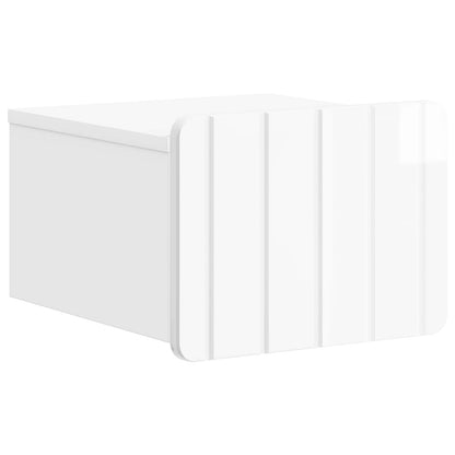 vidaXL Wall-Mounted Bedside Cabinet High Gloss White 33 x 34.5 x 24 cm
