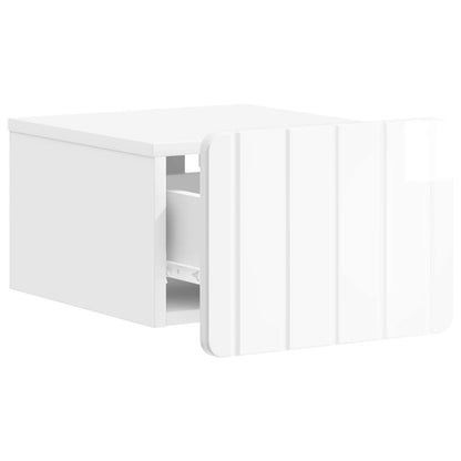 vidaXL Wall-Mounted Bedside Cabinet High Gloss White 33 x 34.5 x 24 cm