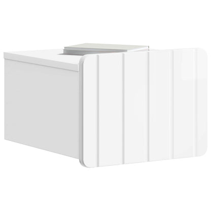 vidaXL Wall-Mounted Bedside Cabinet High Gloss White 33 x 34.5 x 24 cm