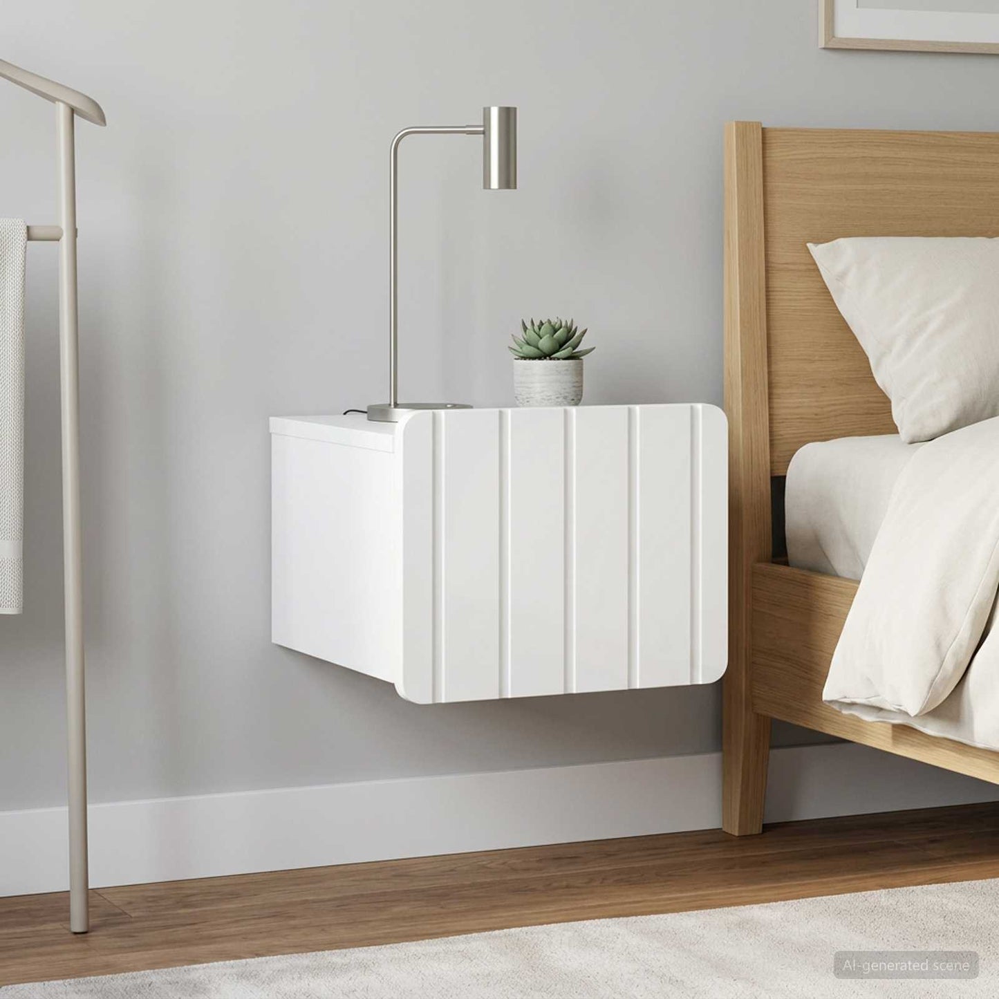 vidaXL Wall-Mounted Bedside Cabinet with Drawer 2 pcs High Gloss White