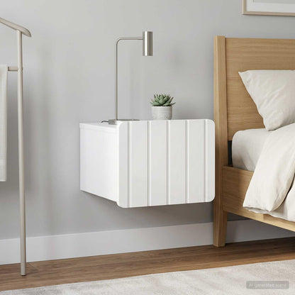 vidaXL Wall-Mounted Bedside Cabinet with Drawer 2 pcs High Gloss White