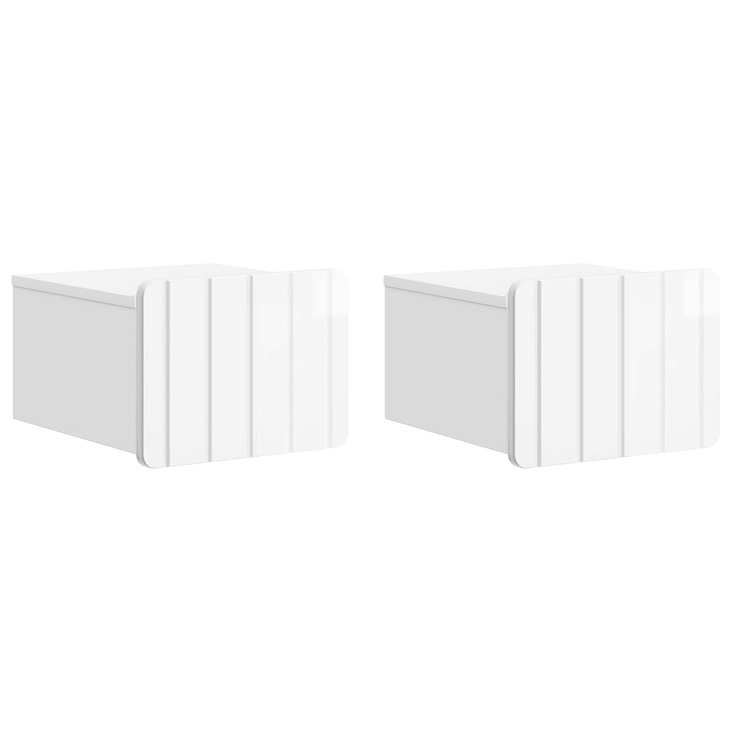 vidaXL Wall-Mounted Bedside Cabinet with Drawer 2 pcs High Gloss White