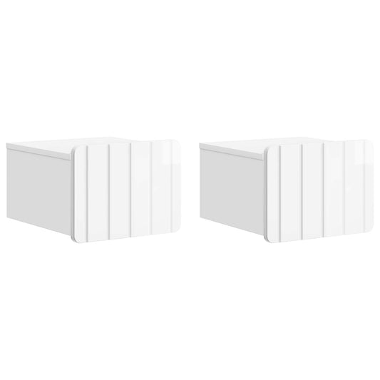 vidaXL Wall-Mounted Bedside Cabinet with Drawer 2 pcs High Gloss White