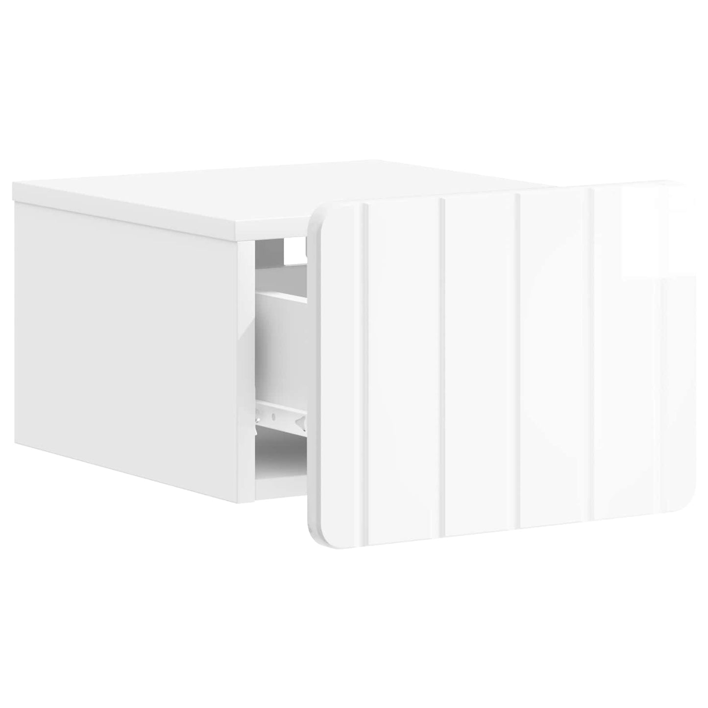 vidaXL Wall-Mounted Bedside Cabinet with Drawer 2 pcs High Gloss White