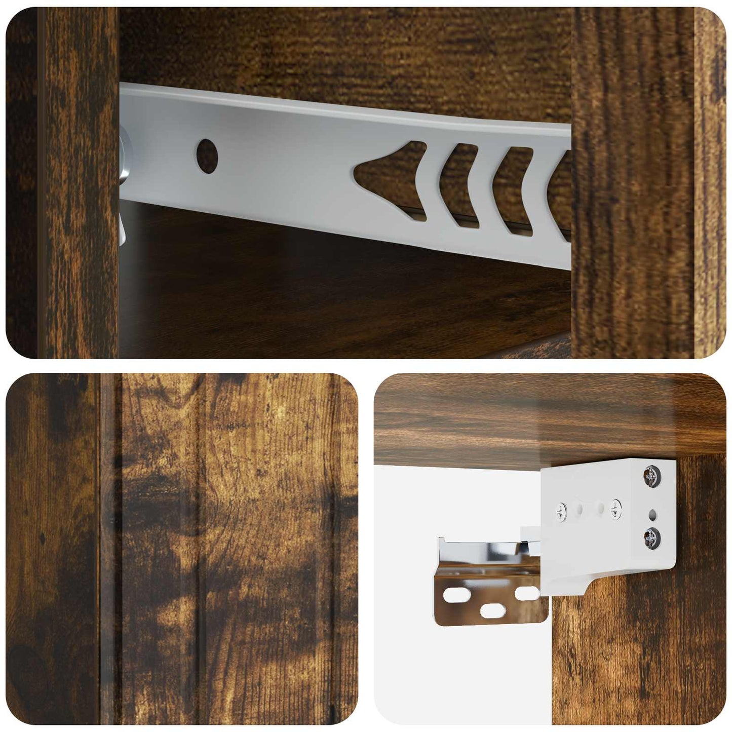 vidaXL Wall-Mounted Bedside Cabinet 2 pcs Smoked Oak 33 x 34.5 x 24 cm
