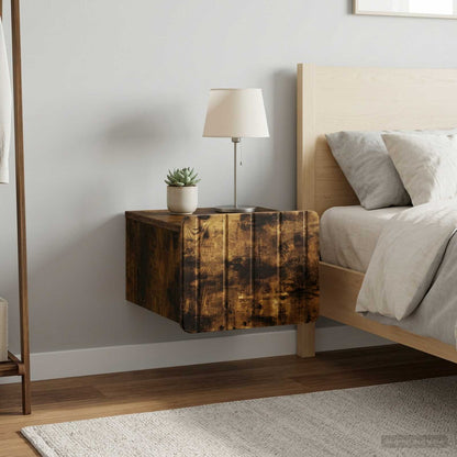 vidaXL Wall-Mounted Bedside Cabinet 2 pcs Smoked Oak 33 x 34.5 x 24 cm