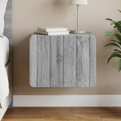 vidaXL Wall-Mounted Bedside Cabinet Grey Sonoma 33 x 34.5 x 24 cm