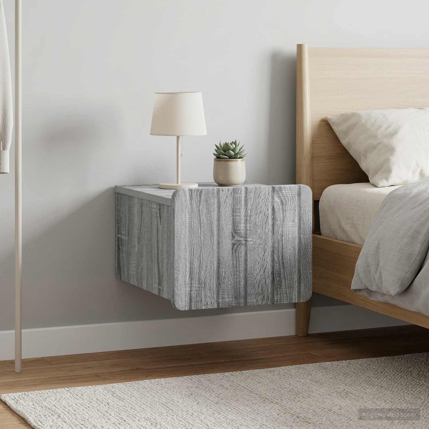 vidaXL Wall-Mounted Bedside Cabinet 2 pcs Grey Sonoma Engineered Wood