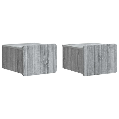 vidaXL Wall-Mounted Bedside Cabinet 2 pcs Grey Sonoma