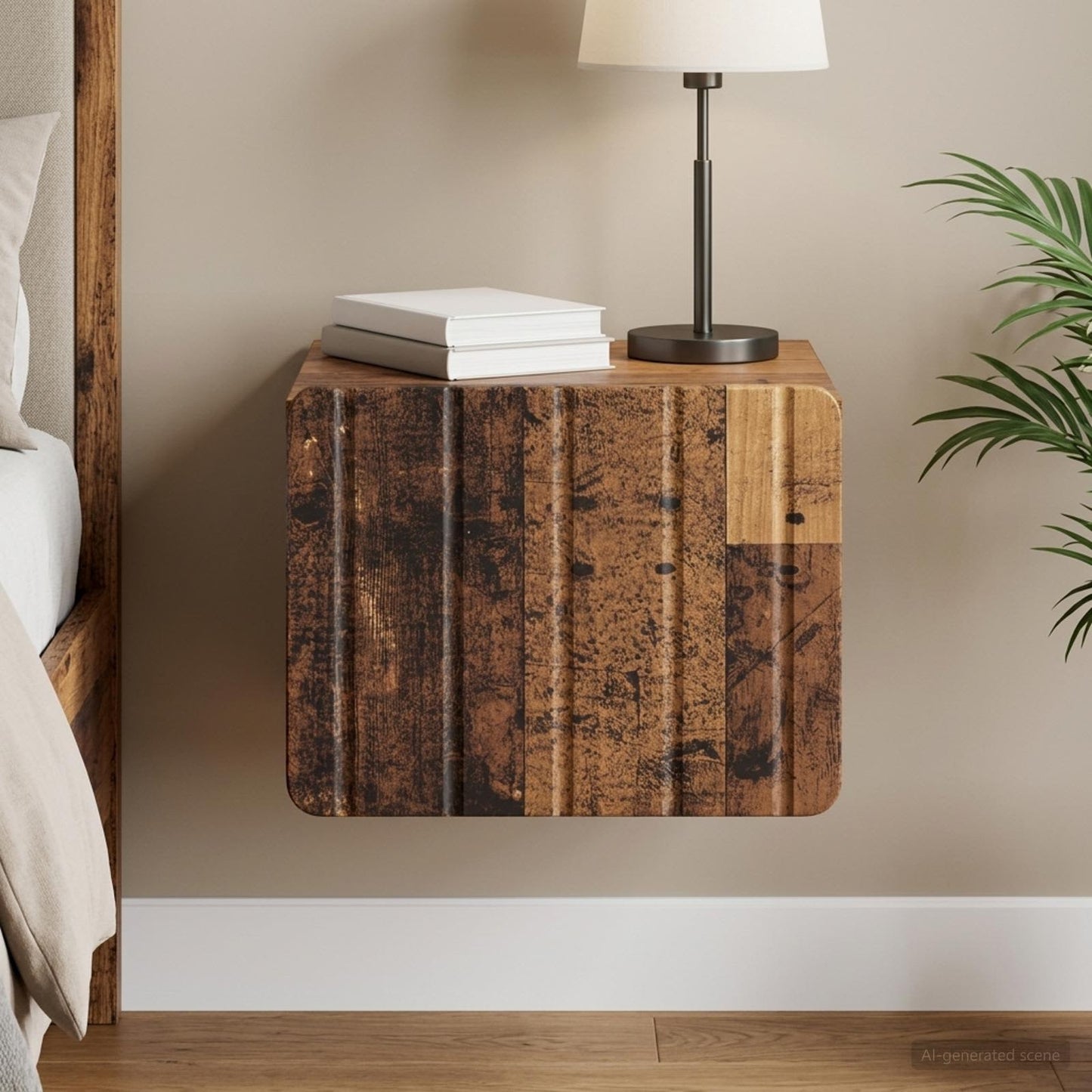 vidaXL Wall-Mounted Bedside Cabinet Old Wood 33 x 34.5 x 24 cm