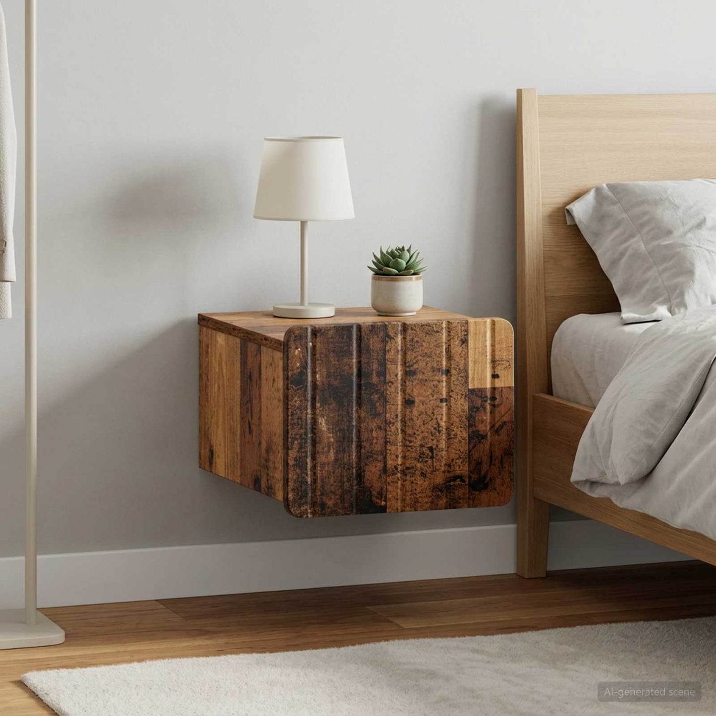 vidaXL Wall-Mounted Bedside Cabinet 2 pcs Old Wood 33 x 34.5 x 24 cm