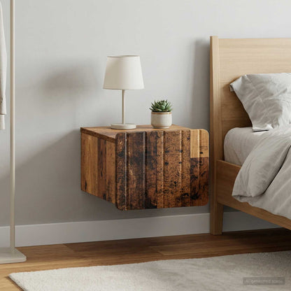 vidaXL Wall-Mounted Bedside Cabinet 2 pcs Old Wood 33 x 34.5 x 24 cm