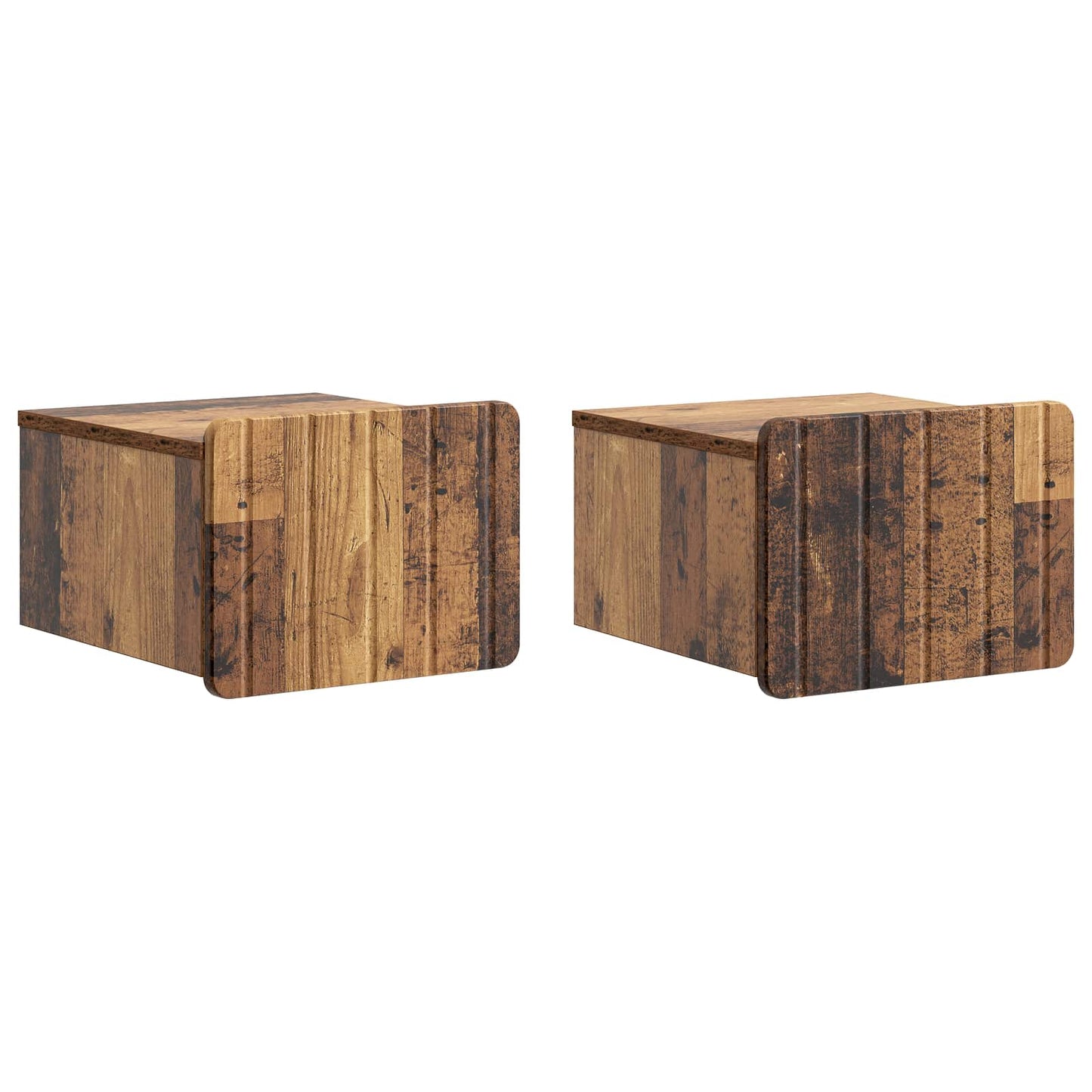 vidaXL Wall-Mounted Bedside Cabinet 2 pcs Old Wood 33 x 34.5 x 24 cm